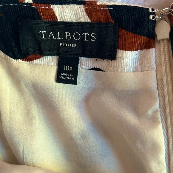 Talbots mob wife bold black and brown leopard print on white lined mini skirt - Picture 4 of 6